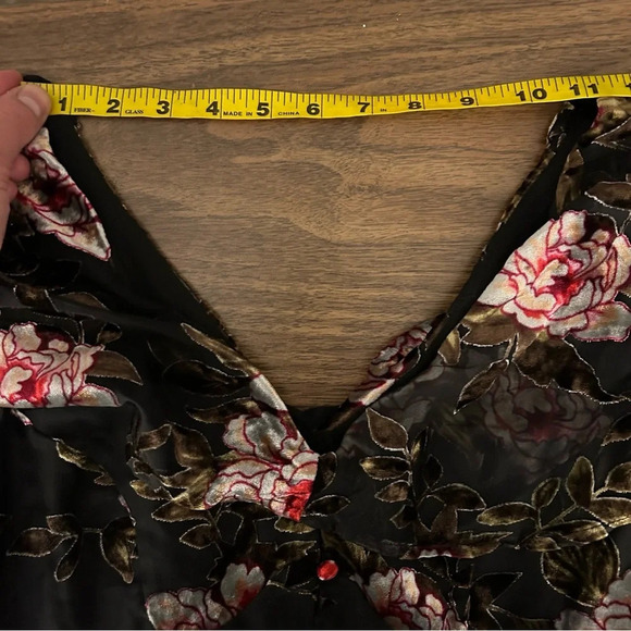 Dex Floral Velor Cocktail Dress S - Picture 6 of 12
